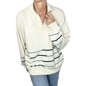 Vintage Blu E BLU Italy cream navy nautical oversized Wool Blend Sweater M
